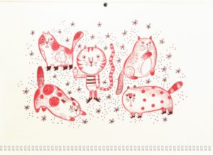 gatos ilustrados calendario