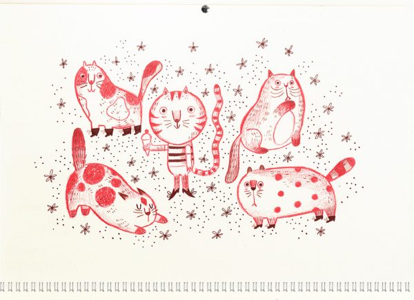 gatos ilustrados calendario