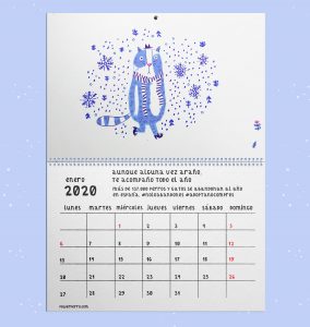Enero calendario ilustrado 2020 gatos